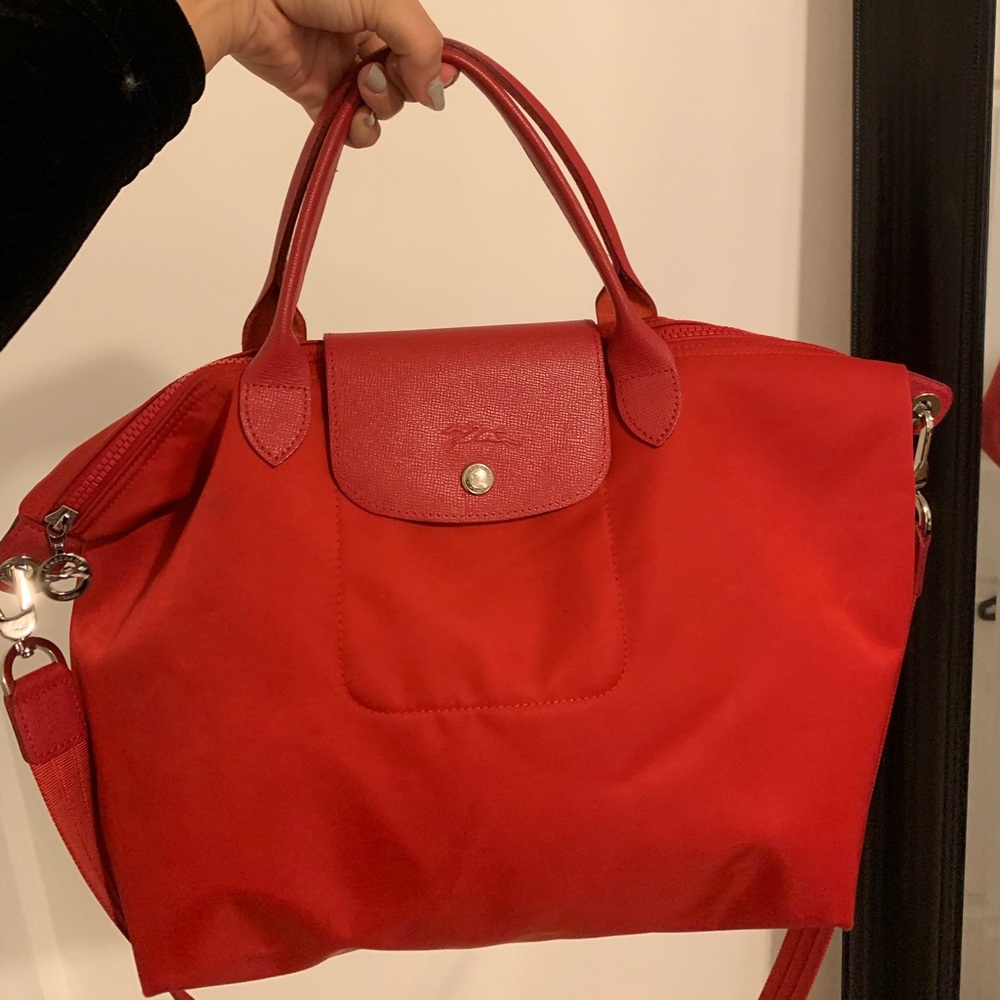 Longchamp Le Pliage Neo Medium Nylon Tote Red Bag